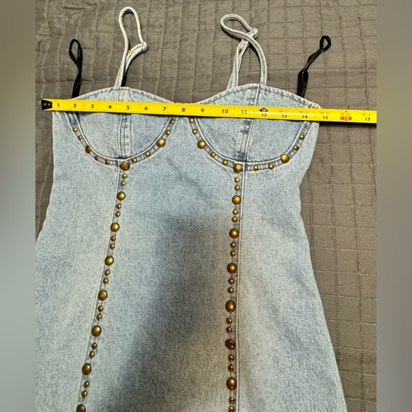 Studded Denim Bustier Mini Dress - Picture 8 of 11